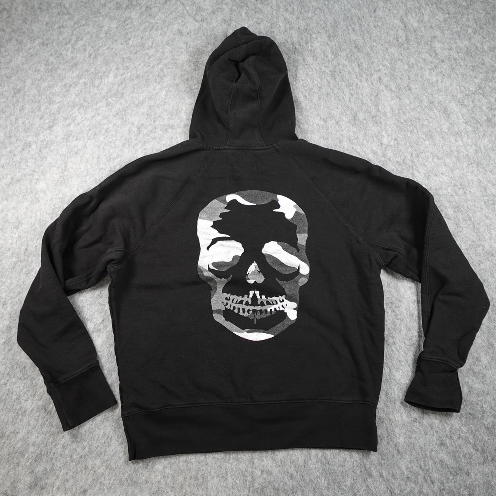 Zadig Voltaire Hoodie Women Large Black Clipper Camo Skull Graphic Sweatshirt